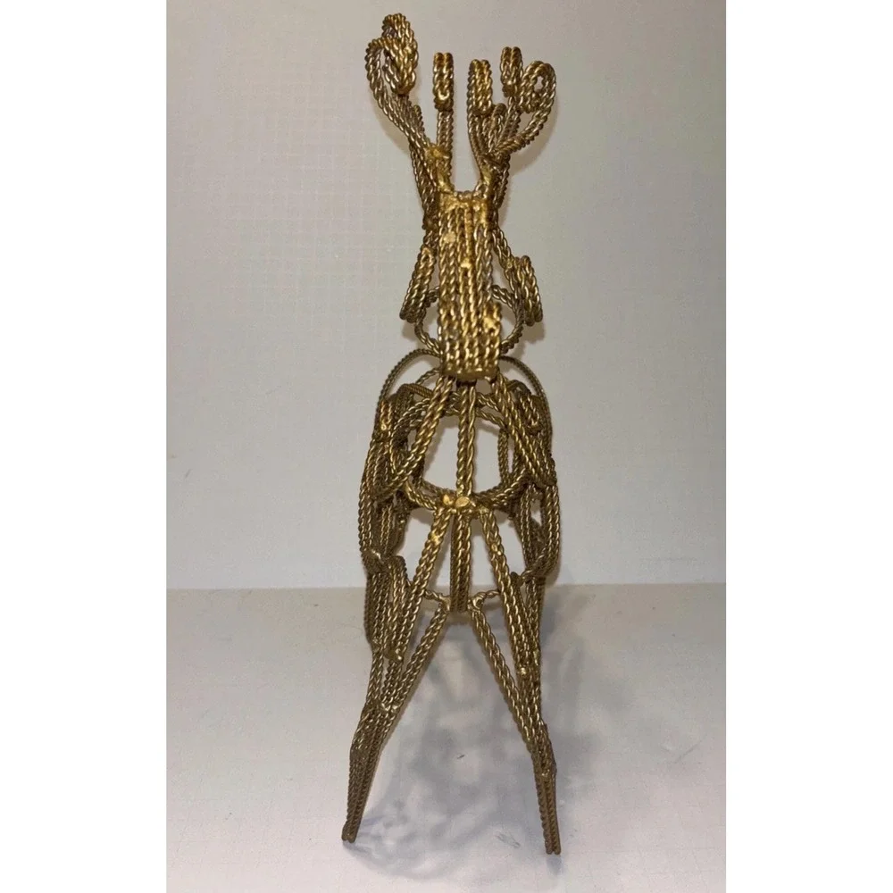 Vintage Metal Reindeer Christmas Gold Holiday Rustic Docor Centerpiece 14